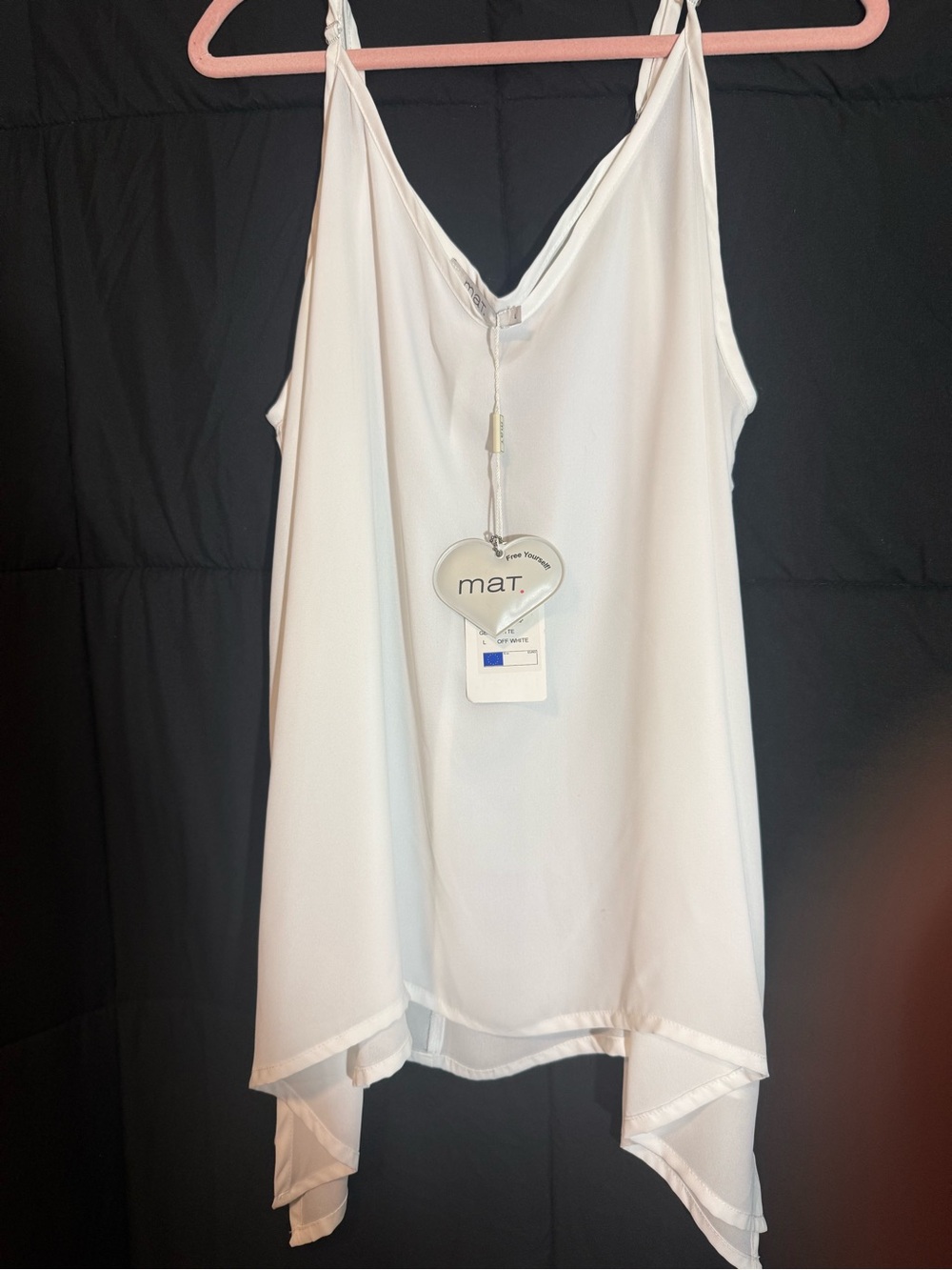 mat. Cream Asymmetric Bo-Ho Satin Cami NWT